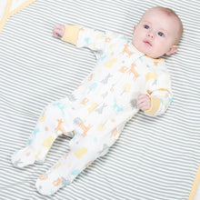 Load image into Gallery viewer, Baby in woodland sleepsuit