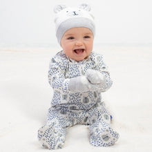 Load image into Gallery viewer, Baby in speckle bear sleepsuit