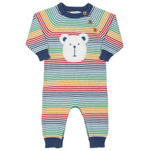 Load image into Gallery viewer, Baby in rainbow knit romper