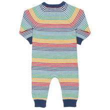 Load image into Gallery viewer, Baby in rainbow knit romper
