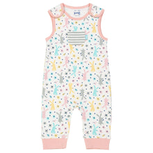 Load image into Gallery viewer, Baby in happy hare dungarees