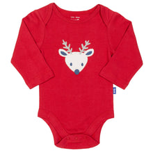 Load image into Gallery viewer, Baby in reindeer bodysuit