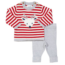 Load image into Gallery viewer, Baby in reindeer knit set