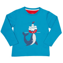 Load image into Gallery viewer, Boy in pirate whale t-shirt