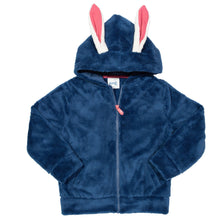 Load image into Gallery viewer, Girl in happy hare fleece navy
