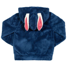 Load image into Gallery viewer, Girl in happy hare fleece navy