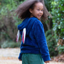 Load image into Gallery viewer, Girl in happy hare fleece navy