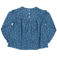 Load image into Gallery viewer, Girl in spotty frill blouse