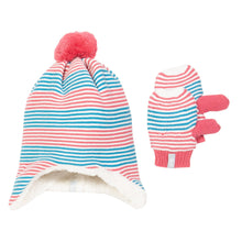 Load image into Gallery viewer, Girl in stripy hat and mitts