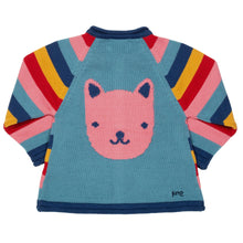 Load image into Gallery viewer, Girl in stripy kitty cat cardi