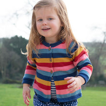 Load image into Gallery viewer, Girl in stripy kitty cat cardi
