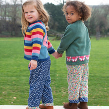 Load image into Gallery viewer, Girl in stripy kitty cat cardi