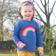 Load image into Gallery viewer, Girl in rainbow sweatshirt