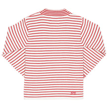 Load image into Gallery viewer, Girl in stripy heart jumper