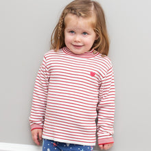Load image into Gallery viewer, Girl in stripy heart jumper