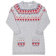 Load image into Gallery viewer, Girl in nordic heart knit dress