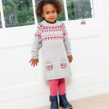 Load image into Gallery viewer, Girl in nordic heart knit dress
